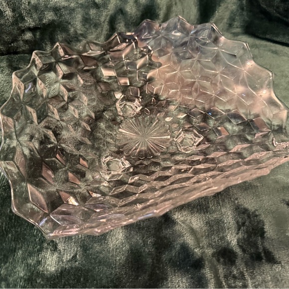 Fostoria American 2056 Clear Tri-corner 3 Footed Serving Fruit Bowl Vintage - Picture 4 of 7